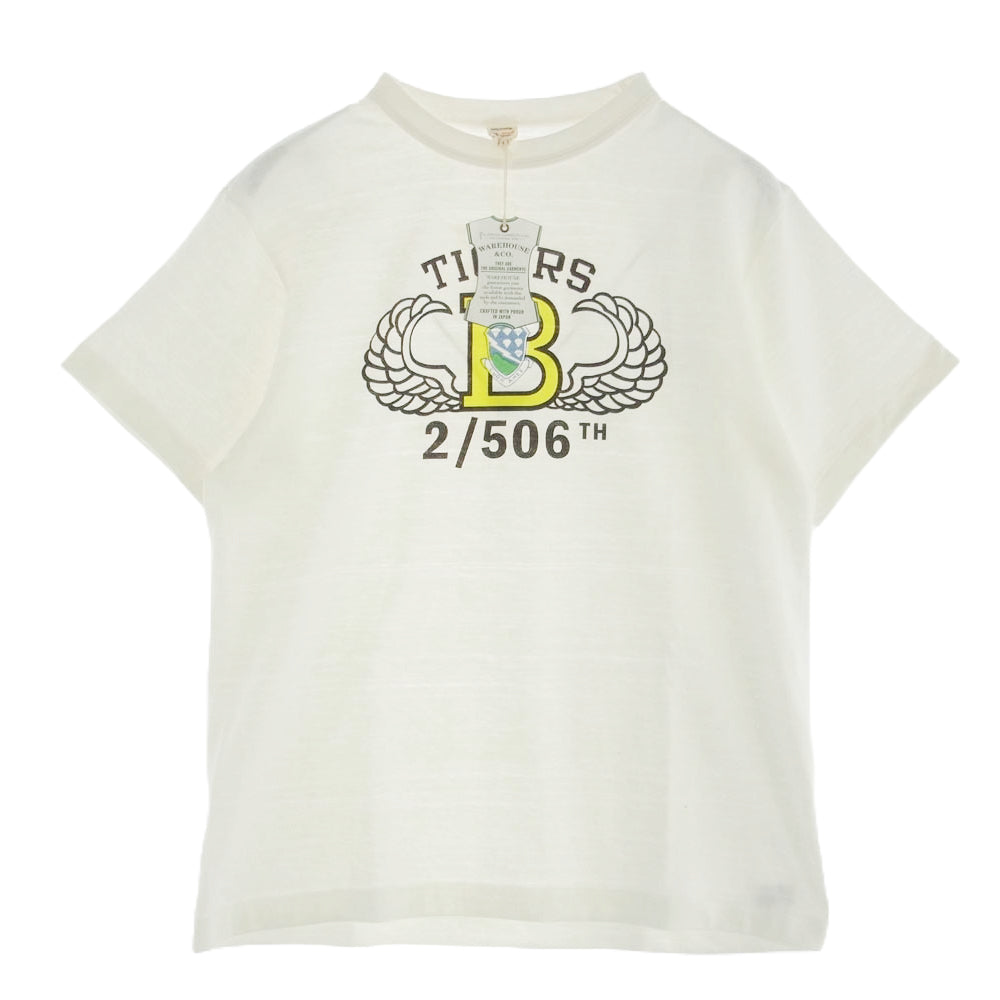 WAREHOUSE ウエアハウス 4601 TIGERS タイガース プリント Tシャツ ホワイト系 L【極上美品】【中古】