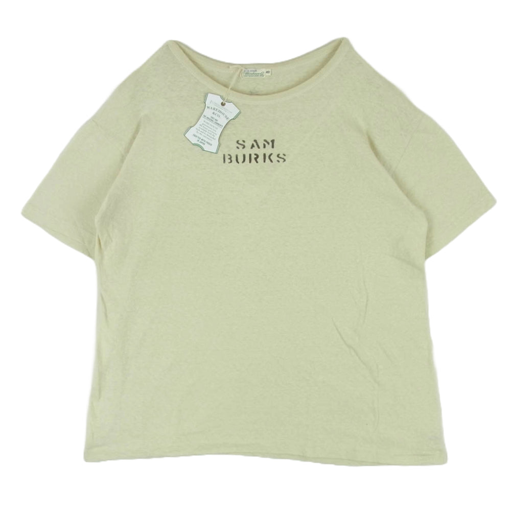 WAREHOUSE ウエアハウス 4091 USN SKIVVY SHIRTS SAM BURKS ステンシル プリント 半袖 Tシャツ ベージュ系 40【美品】【中古】