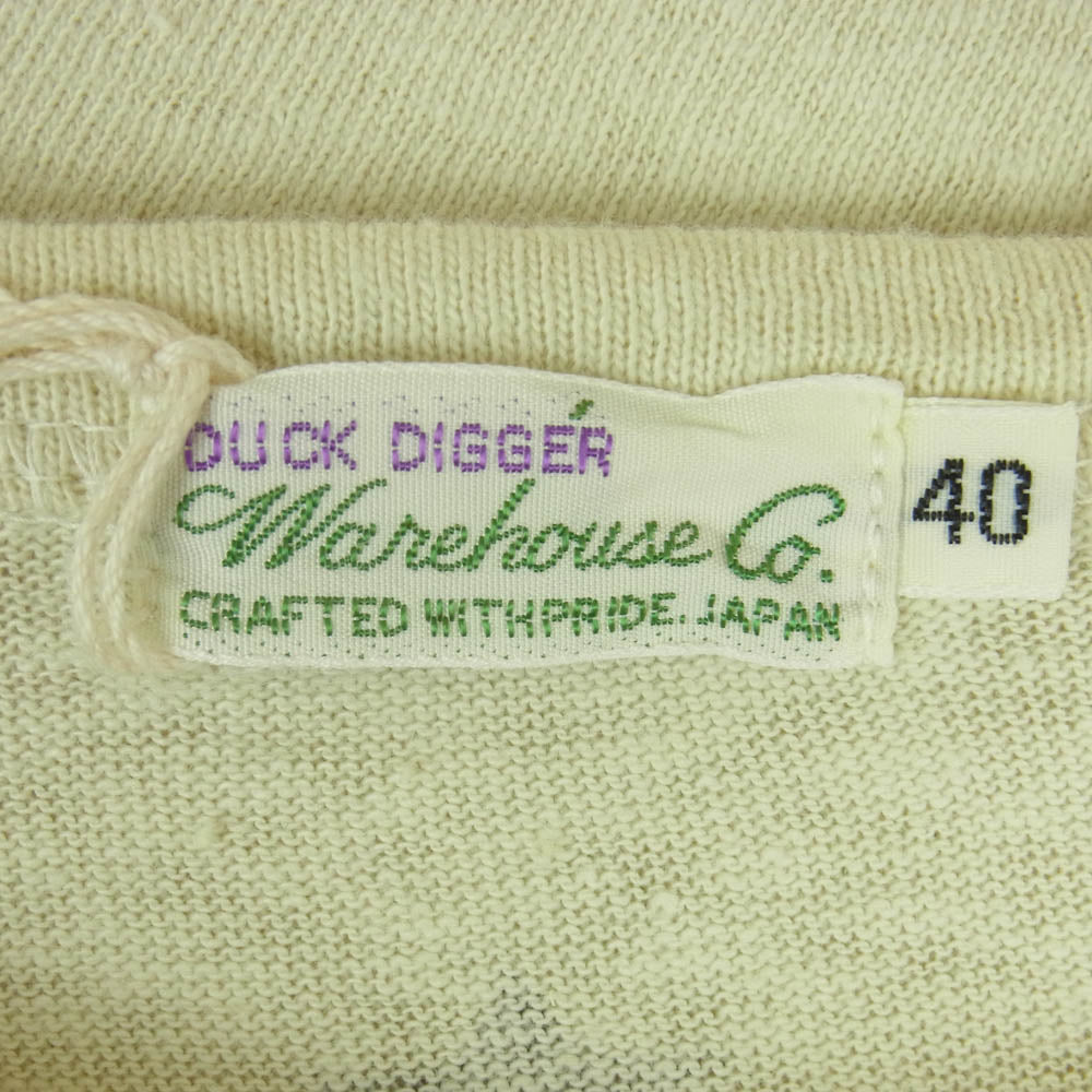 WAREHOUSE ウエアハウス 4091 USN SKIVVY SHIRTS SAM BURKS ステンシル プリント 半袖 Tシャツ ベージュ系 40【美品】【中古】