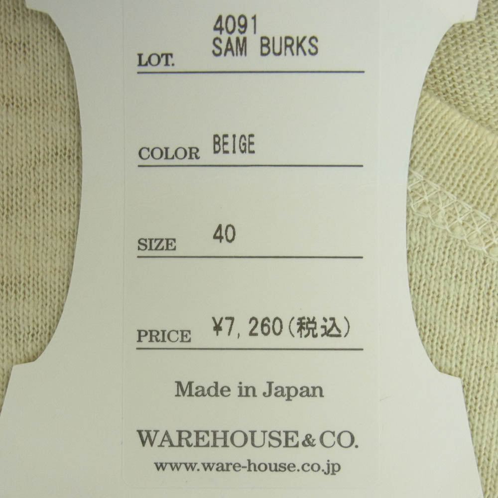 WAREHOUSE ウエアハウス 4091 USN SKIVVY SHIRTS SAM BURKS ステンシル プリント 半袖 Tシャツ ベージュ系 40【美品】【中古】