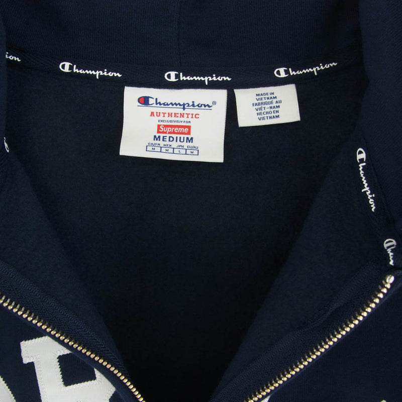 Supreme シュプリーム 24SS × Champion Zip Up Hooded Sweatshirt チャンピオン ジップ フーディー パーカー ネイビー系 M【極上美品】【中古】