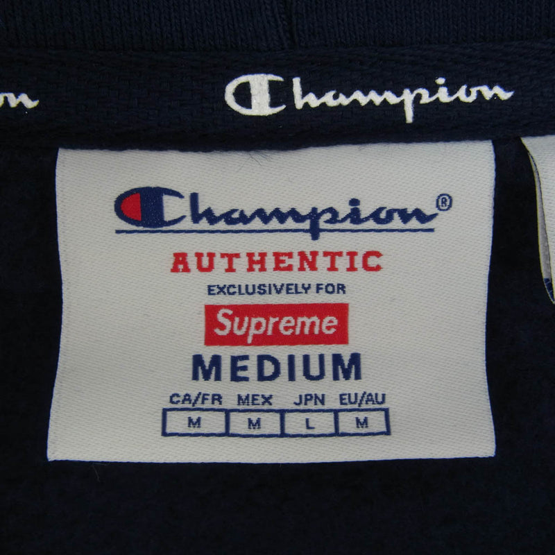 Supreme シュプリーム 24SS × Champion Zip Up Hooded Sweatshirt チャンピオン ジップ フーディー パーカー ネイビー系 M【極上美品】【中古】