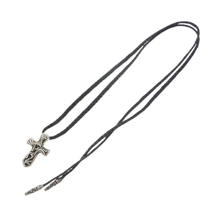 CHROME HEARTS クロムハーツ（原本無） VULCAN CROSS SM BC スモール バルカン クロス Wレザー ブレイド ネックレス シルバー系 ブラック系【中古】