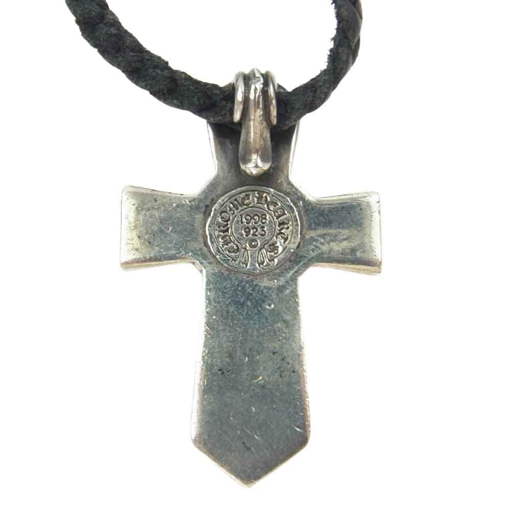 CHROME HEARTS クロムハーツ（原本無） VULCAN CROSS SM BC スモール バルカン クロス Wレザー ブレイド ネックレス シルバー系 ブラック系【中古】