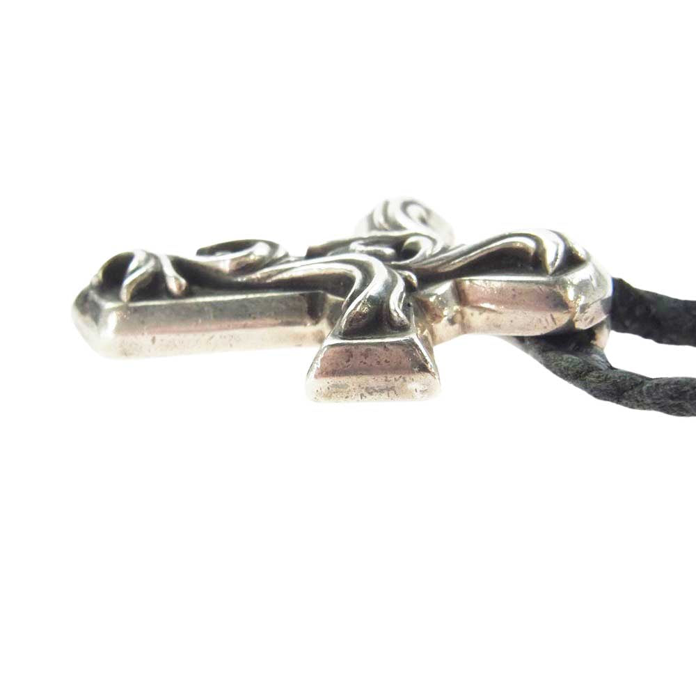 CHROME HEARTS クロムハーツ（原本無） VULCAN CROSS SM BC スモール バルカン クロス Wレザー ブレイド ネックレス シルバー系 ブラック系【中古】
