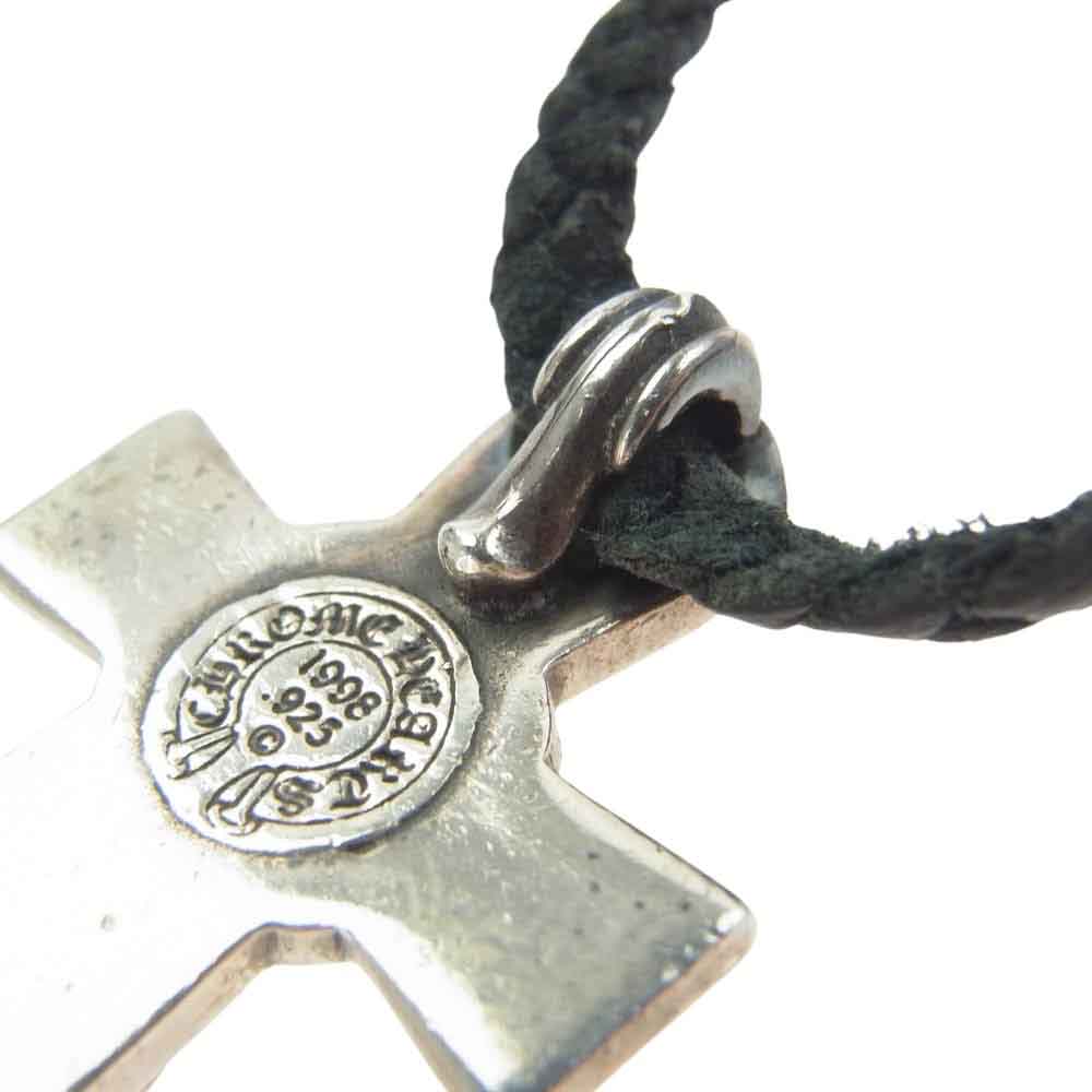 CHROME HEARTS クロムハーツ（原本無） VULCAN CROSS SM BC スモール バルカン クロス Wレザー ブレイド ネックレス シルバー系 ブラック系【中古】