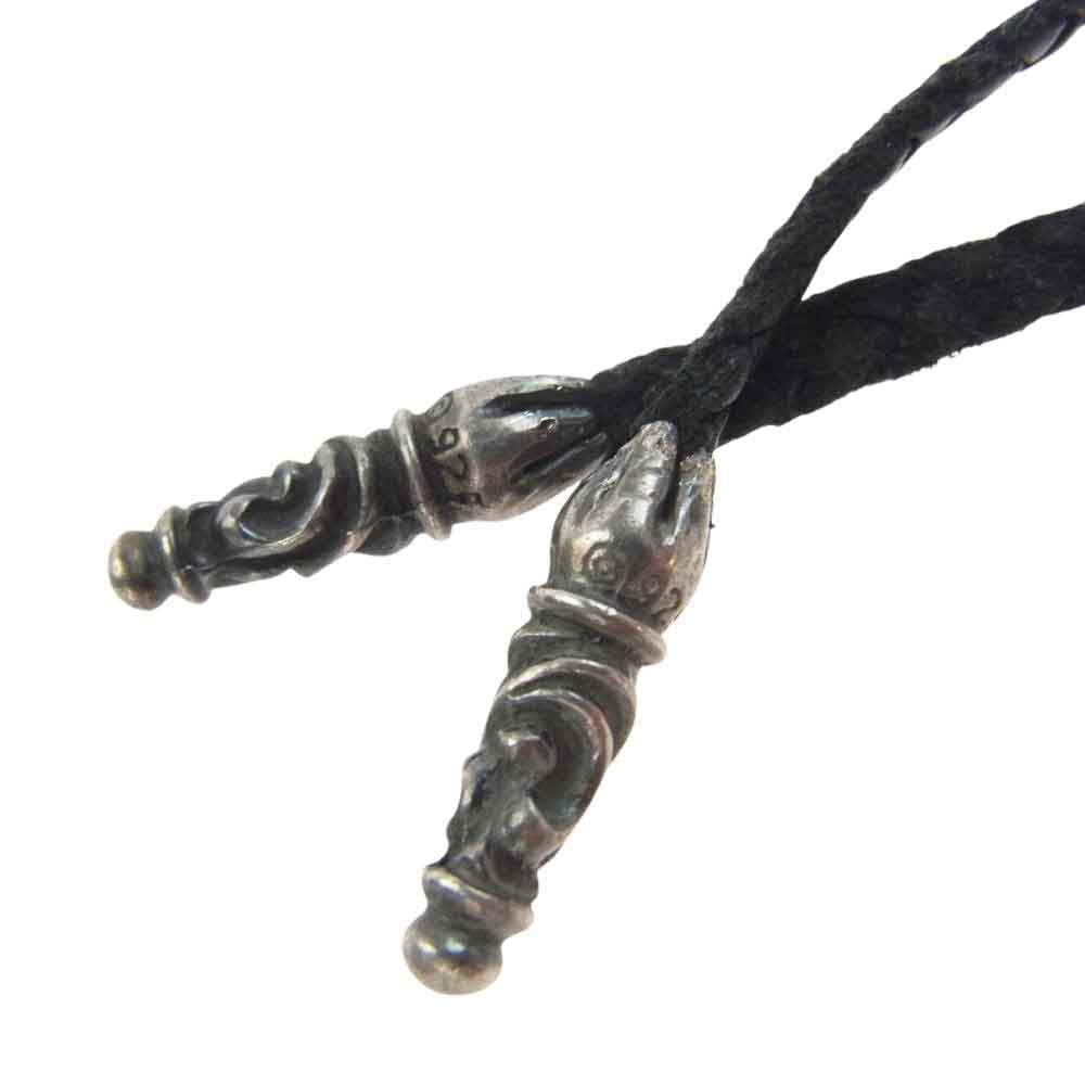 CHROME HEARTS クロムハーツ（原本無） VULCAN CROSS SM BC スモール バルカン クロス Wレザー ブレイド ネックレス シルバー系 ブラック系【中古】