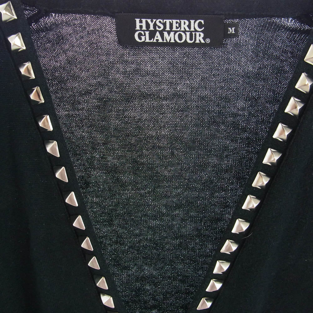 HYSTERIC GLAMOUR ヒステリックグラマー 0221MD03 スタッズ カーディガン ブラック系 M【中古】