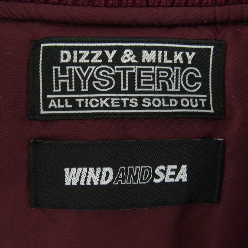 HYSTERIC GLAMOUR ヒステリックグラマー × WIND AND SEA ウィンダンシー 22AW WDS-C-HYS-23-AP-Q1-04 ベロア ボンバー ジャケット ワインレッド系 S【美品】【中古】