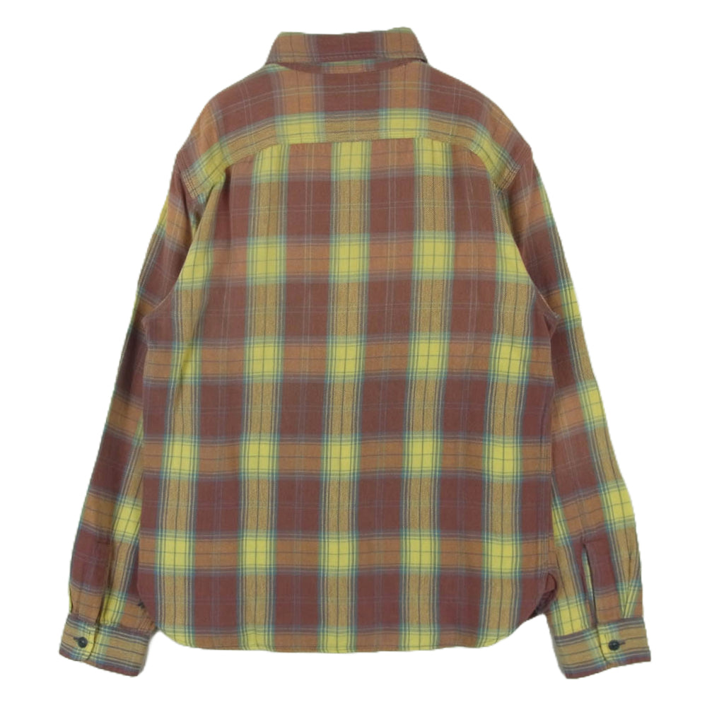 RRL ダブルアールエル チェック柄 フランネル 長袖 シャツ レッド系 オレンジ系 イエロー系 M【新古品】【未使用】【中古】