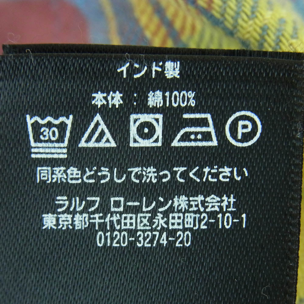 RRL ダブルアールエル チェック柄 フランネル 長袖 シャツ レッド系 オレンジ系 イエロー系 M【新古品】【未使用】【中古】