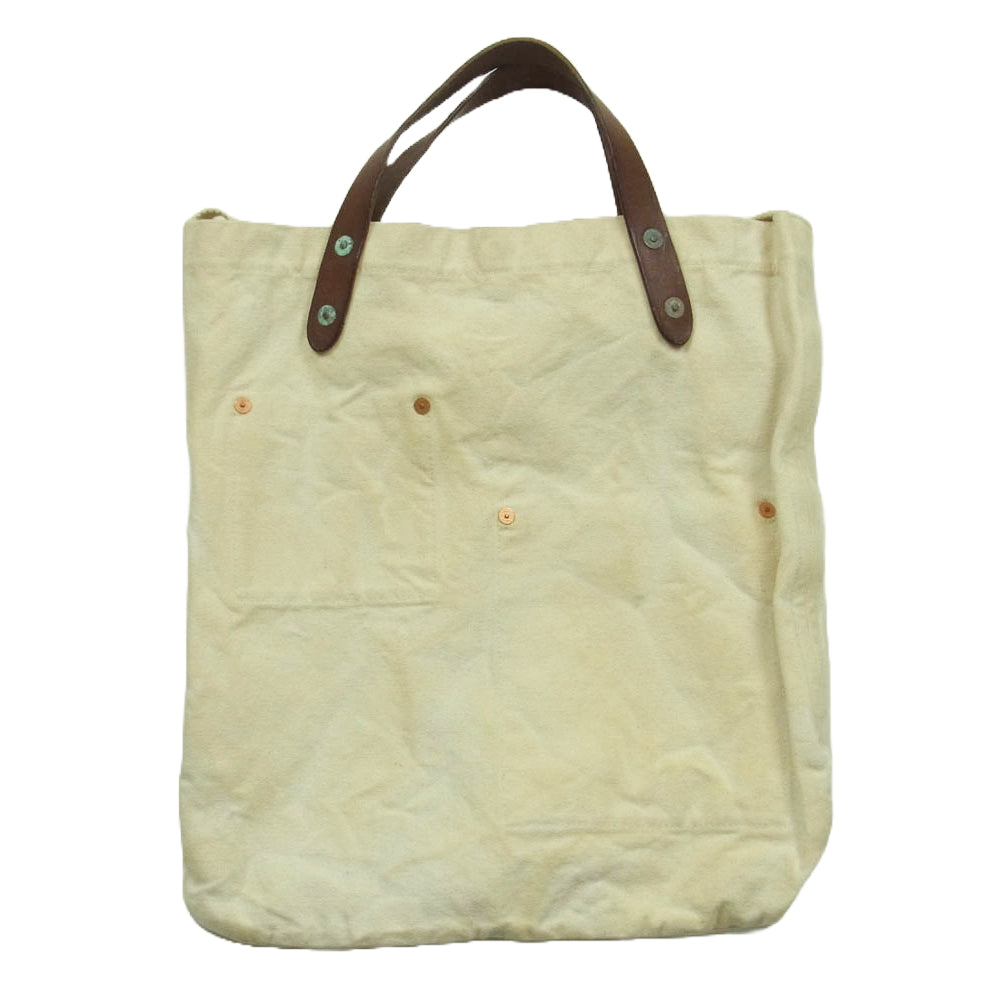 RRL ダブルアールエル ヴィテージ加工 ロゴ マーケット キャンバス トート ショルダー バッグ ベージュ系【中古】