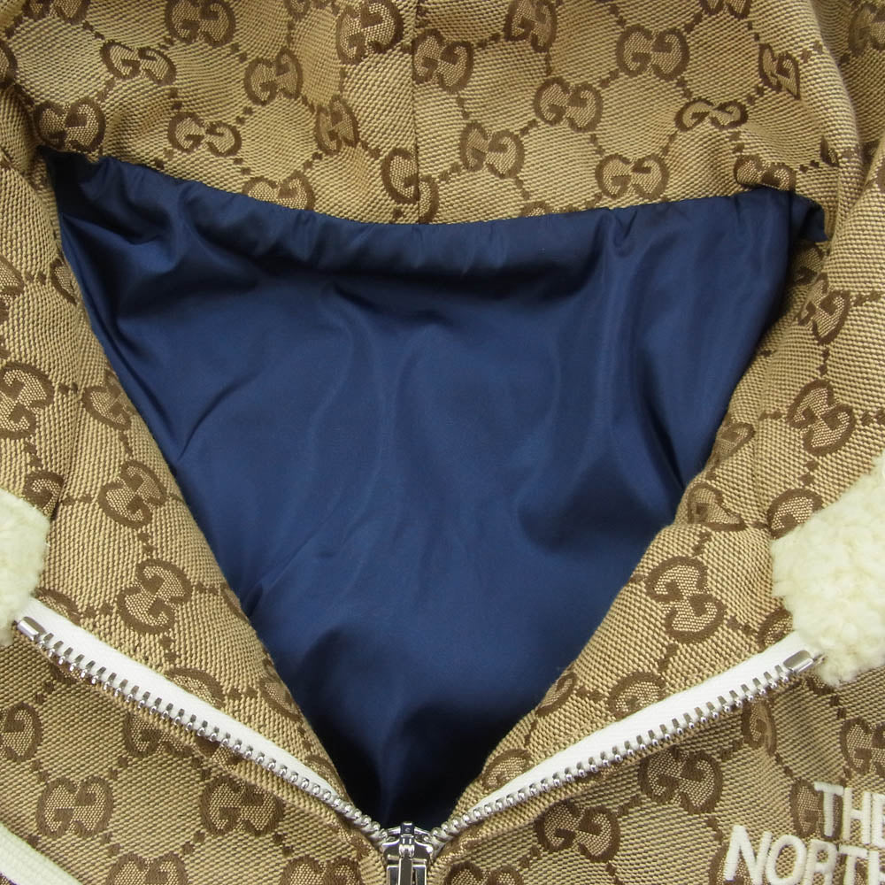 GUCCI グッチ 21SS 644582 XJC3T × THE NORTH FACE Canvas Shearling Jacket ノースフェイス キャンバス シアリング ボア ジャケット S【中古】