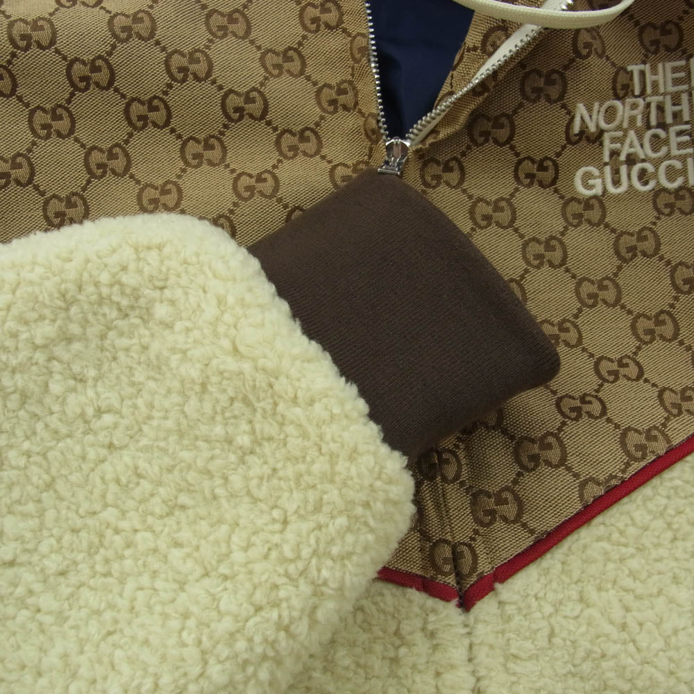 GUCCI グッチ 21SS 644582 XJC3T × THE NORTH FACE Canvas Shearling Jacket ノースフェイス キャンバス シアリング ボア ジャケット S【中古】