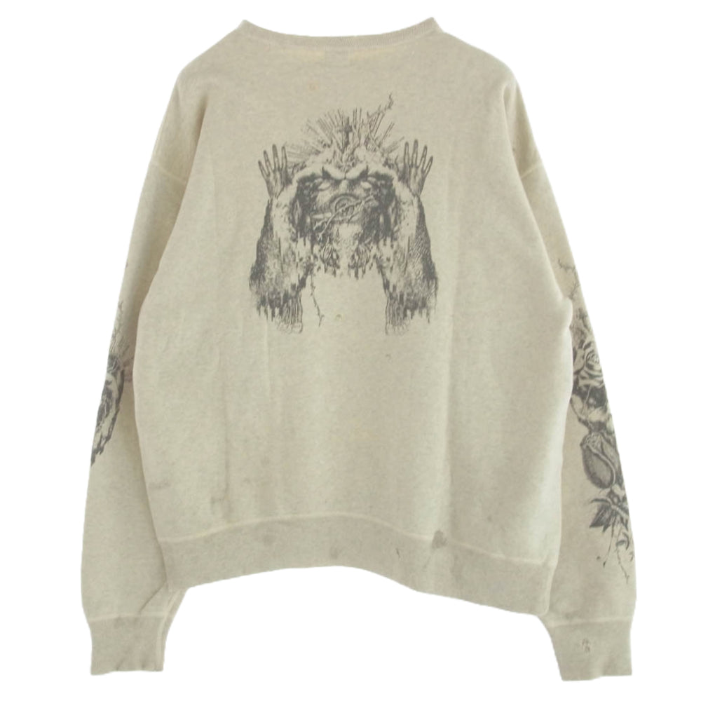 SAINT MICHAEL セントマイケル SM-S22-0000-078 Saint Mxxxxxx KAWAMURA KOSUKE SWEAT 河村康輔 聖母 グラフィック スウェットシャツ オフホワイト系 XL【中古】