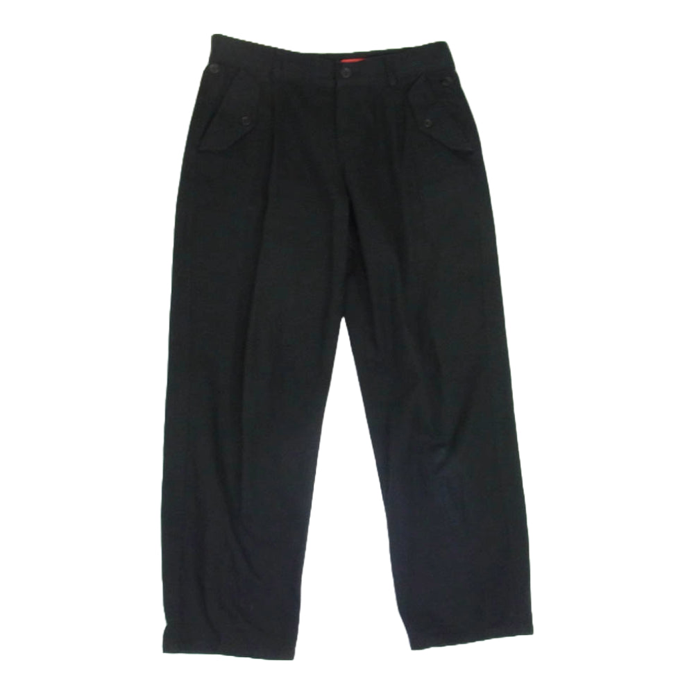 Y's Yohji Yamamoto ワイズ ヨウジヤマモト YX-P68-052 Red Label レッドレーベル 1タック コットン パンツ ブラック系 2【中古】