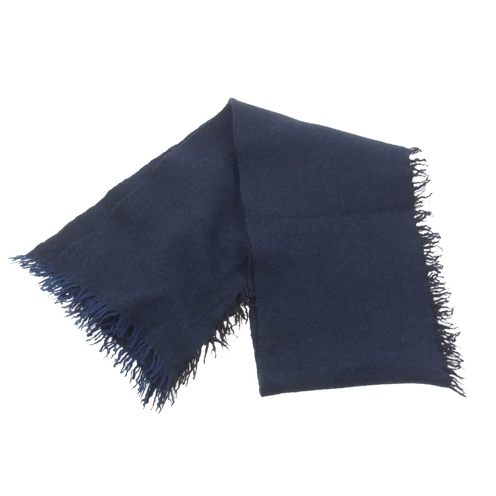 Yohji Yamamoto POUR HOMME ヨウジヤマモトプールオム ウール マフラー フリンジ ストール ネイビー系【中古】