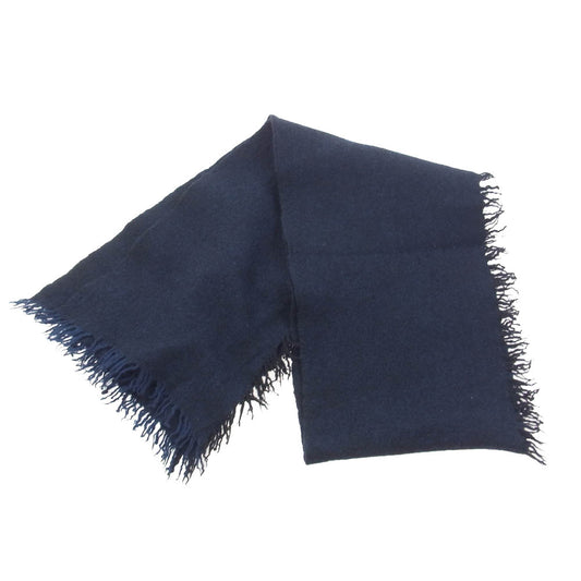 Yohji Yamamoto POUR HOMME ヨウジヤマモトプールオム ウール マフラー フリンジ ストール ネイビー系【中古】