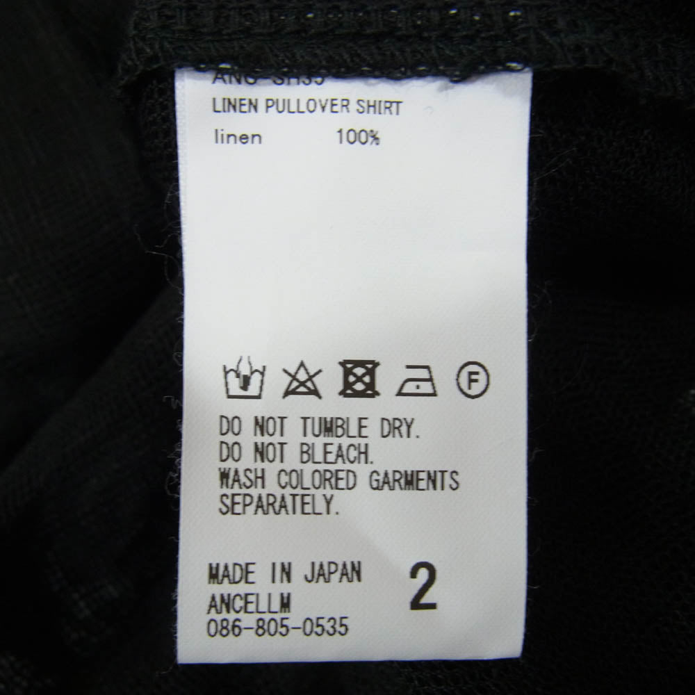 アンセルム 23SS ANC-SH35 LINEN PULLOVER SHIRT リネン プルオーバー シャツ ブラック系 2【中古】