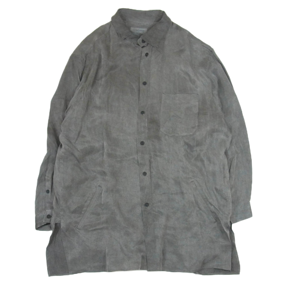 Yohji Yamamoto POUR HOMME ヨウジヤマモトプールオム 23SS HZ-B62-216 アシンメトリー スペアカラー ブラウス ロング シャツ グレー系 2【中古】