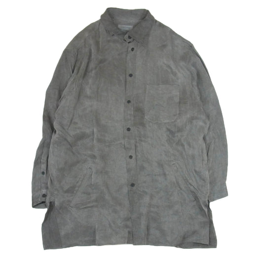 Yohji Yamamoto POUR HOMME ヨウジヤマモトプールオム 23SS HZ-B62-216 アシンメトリー スペアカラー ブラウス ロング シャツ グレー系 2【中古】