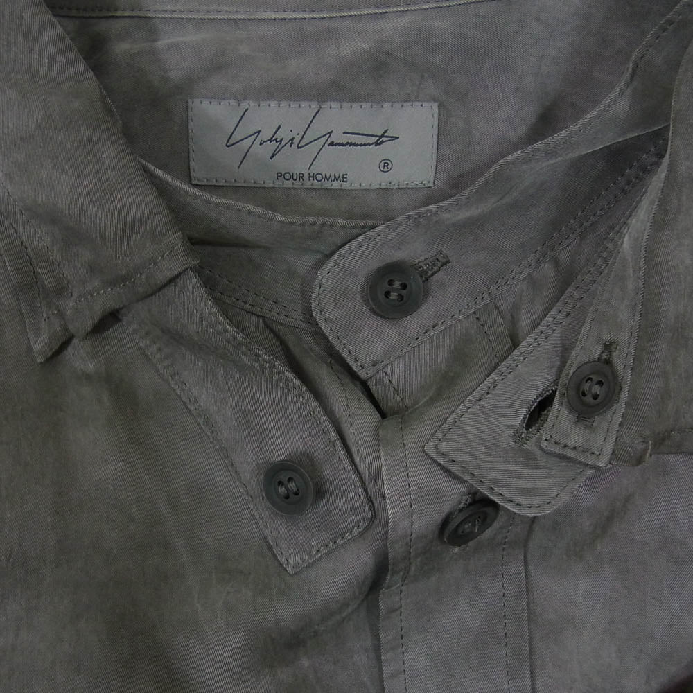 Yohji Yamamoto POUR HOMME ヨウジヤマモトプールオム 23SS HZ-B62-216 アシンメトリー スペアカラー ブラウス ロング シャツ グレー系 2【中古】