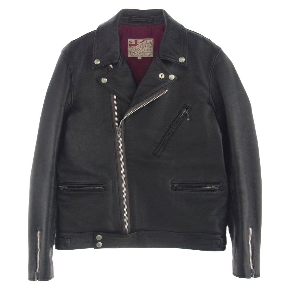 ADDICT CLOTHES アディクトクローズ AD-03 SHEEP-SKIN BRITISH ASYMMETRY JACKET シープスキン レザー ダブル ライダース ジャケット ブラック系 40【中古】