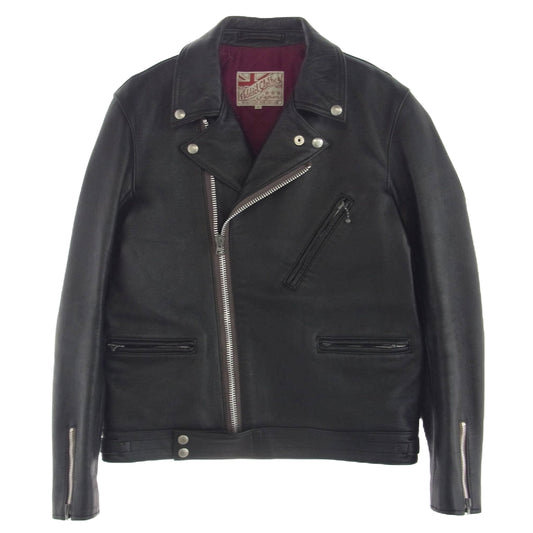 ADDICT CLOTHES アディクトクローズ AD-03 SHEEP-SKIN BRITISH ASYMMETRY JACKET シープスキン レザー ダブル ライダース ジャケット ブラック系 40【中古】