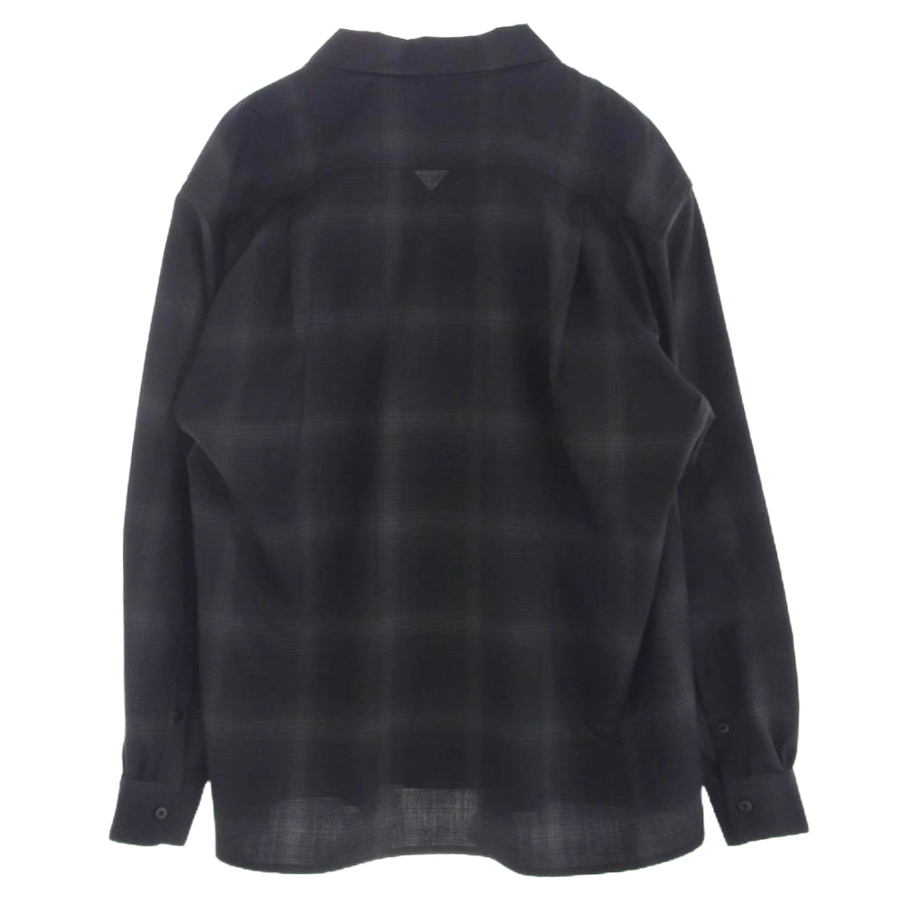 PORTER CLASSIC ポータークラシック PC-031-1460-10-05 SUPER 120'S OPEN COLLAR SHIRT スーパー オープンカラー オンブレチェック シャツ ブラック系 グレー系 L【中古】