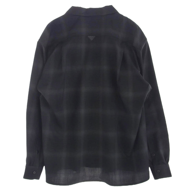 PORTER CLASSIC ポータークラシック PC-031-1460-10-05 SUPER 120'S OPEN COLLAR SHIRT スーパー オープンカラー オンブレチェック シャツ ブラック系 グレー系 L【中古】