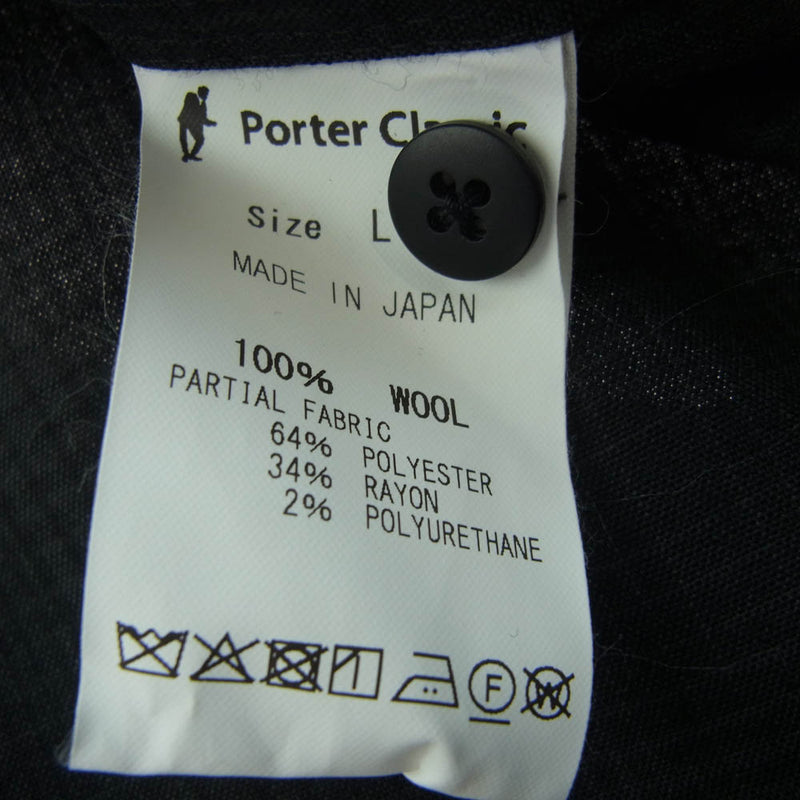 PORTER CLASSIC ポータークラシック PC-031-1460-10-05 SUPER 120'S OPEN COLLAR SHIRT スーパー オープンカラー オンブレチェック シャツ ブラック系 グレー系 L【中古】