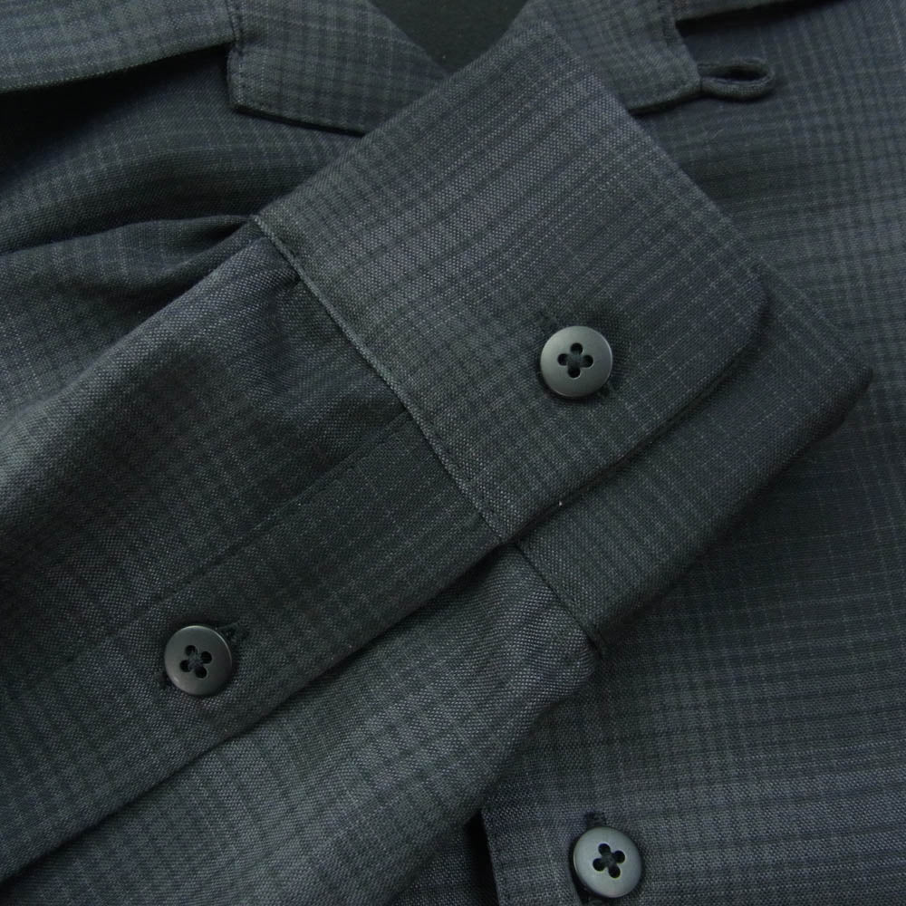 PORTER CLASSIC ポータークラシック PC-031-1460-10-05 SUPER 120'S OPEN COLLAR SHIRT スーパー オープンカラー オンブレチェック シャツ ブラック系 グレー系 L【中古】