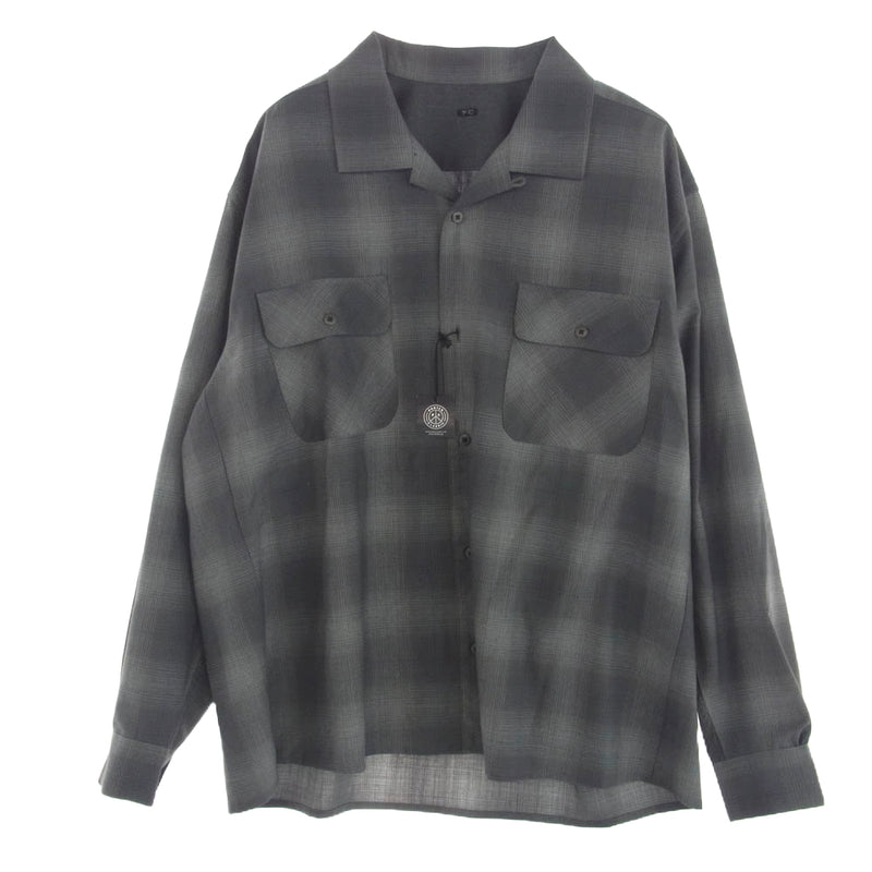 PORTER CLASSIC ポータークラシック PC-031-1460-11-05 SUPER 120'S OPEN COLLAR SHIRT スーパー オープンカラー オンブレチェック シャツ グレー系 L【中古】