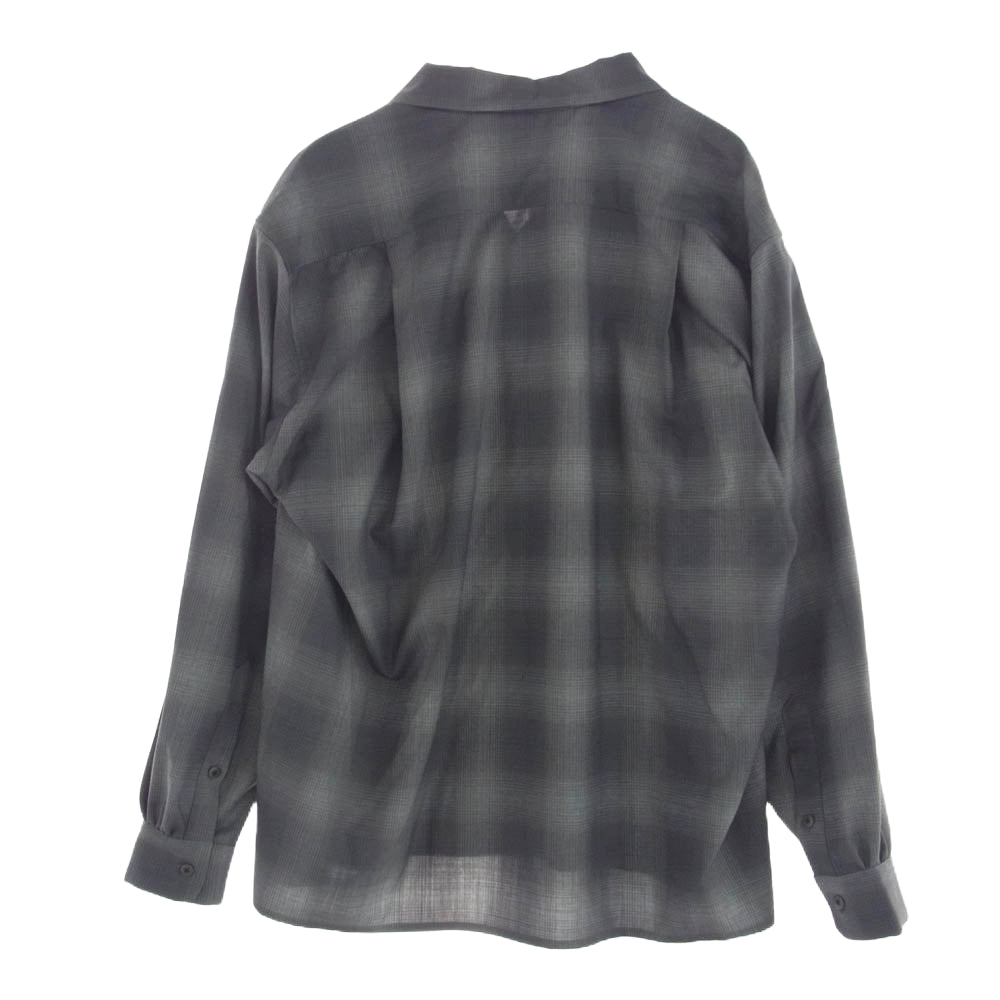 PORTER CLASSIC ポータークラシック PC-031-1460-11-05 SUPER 120'S OPEN COLLAR SHIRT スーパー オープンカラー オンブレチェック シャツ グレー系 L【中古】