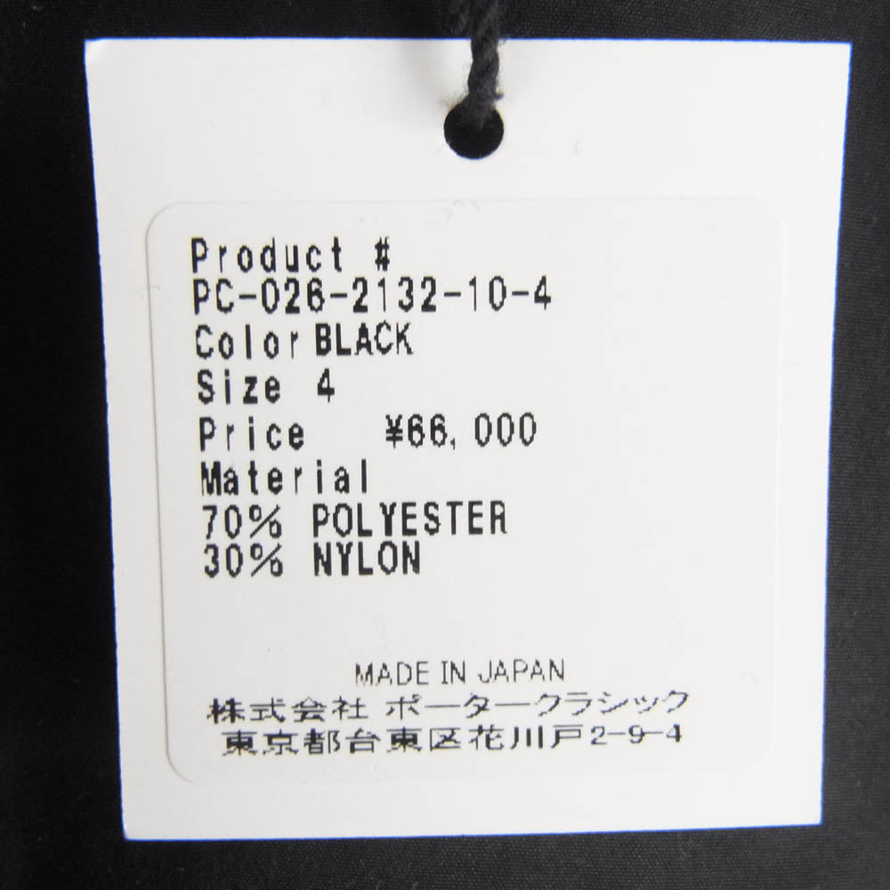 PORTER CLASSIC ポータークラシック PC-026-2132-10-4 WEATHER WORK COAT ウェザー ワーク コート シャツ ジャケット ブラック系 4【新古品】【未使用】【中古】