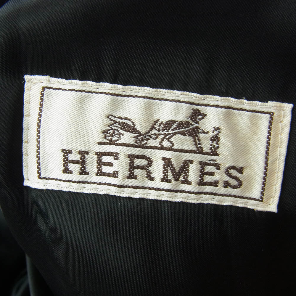 HERMES エルメス 国内正規品 エルメスジャポンタグ フランス製 カシミヤ100％ ダブルブレスト ジップポケット ロングコート ブラック系 52【中古】