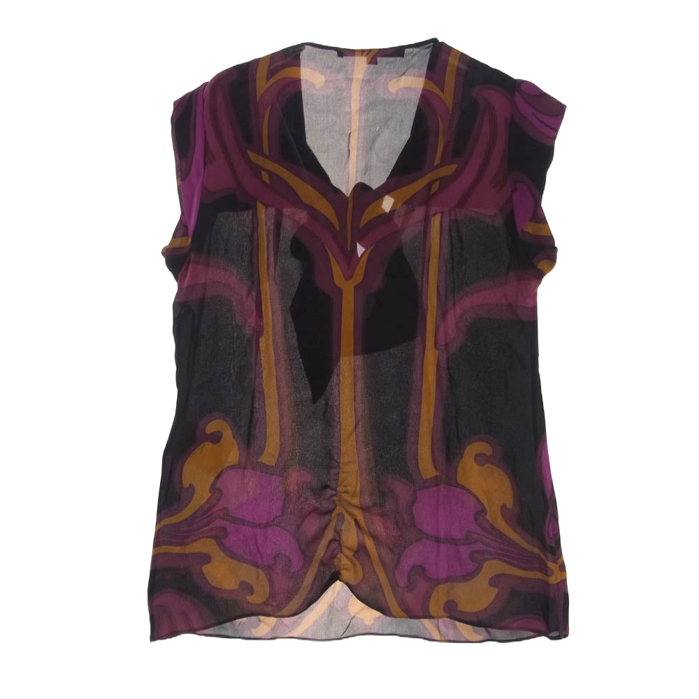 GUCCI グッチ 347381 シルク ノースリーブ ブラウス カットソー トップス マルチカラー系 36【中古】