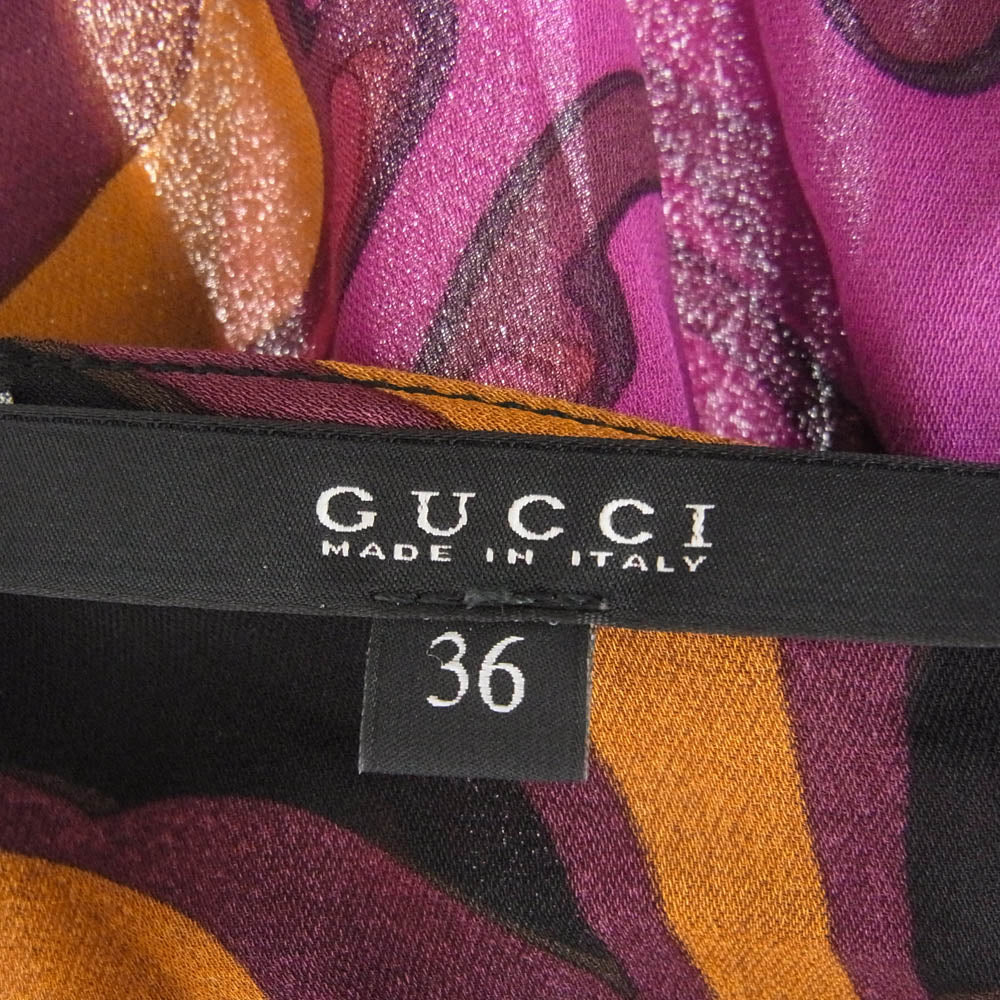 GUCCI グッチ 347381 シルク ノースリーブ ブラウス カットソー トップス マルチカラー系 36【中古】