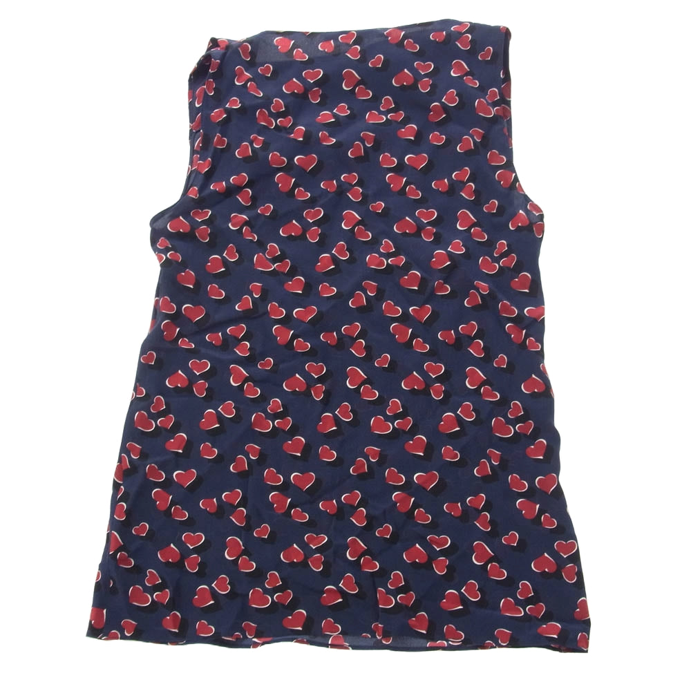 GUCCI グッチ 343085 シルク ハート ノースリーブ カットソー トップス ネイビー系 マルチカラー系 36【中古】