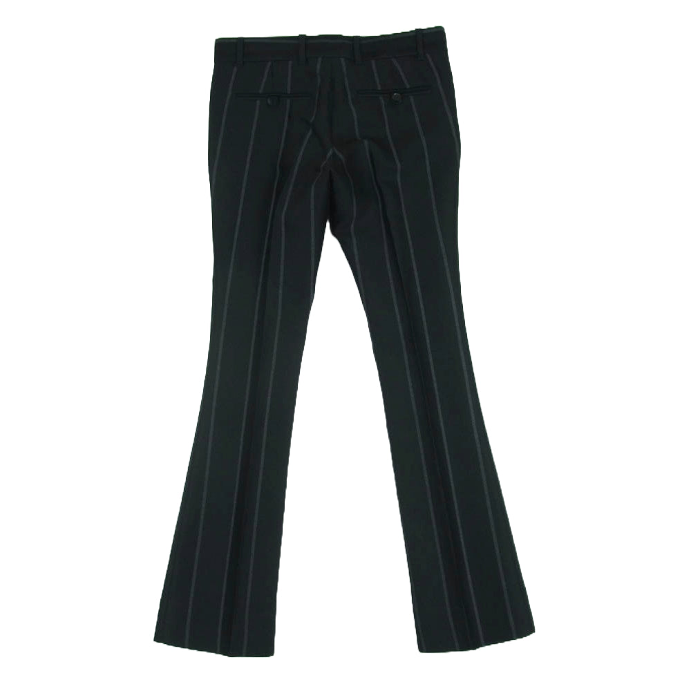 GUCCI グッチ 357355 シルク混 ウール ストライプ パンツ イタリア製 ブラック系 グレー系 36【中古】