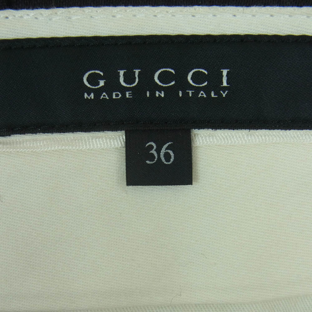 GUCCI グッチ 357355 シルク混 ウール ストライプ パンツ イタリア製 ブラック系 グレー系 36【中古】