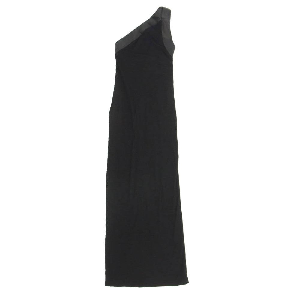 GUCCI グッチ 355371 レザー切替 レーヨン ワンピース ドレス ブラック系 XS【中古】