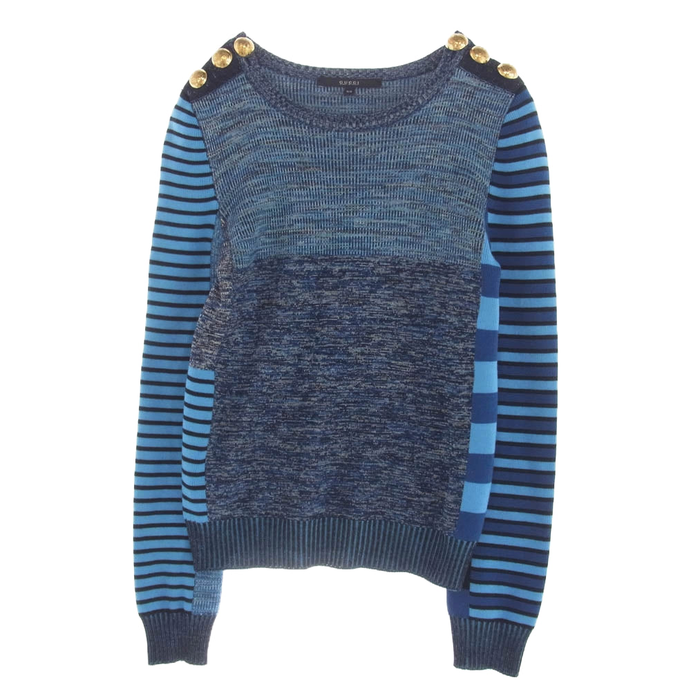 GUCCI グッチ 381110 金ボタン  ボーダー ウール ニット マルチカラー系 XS【中古】