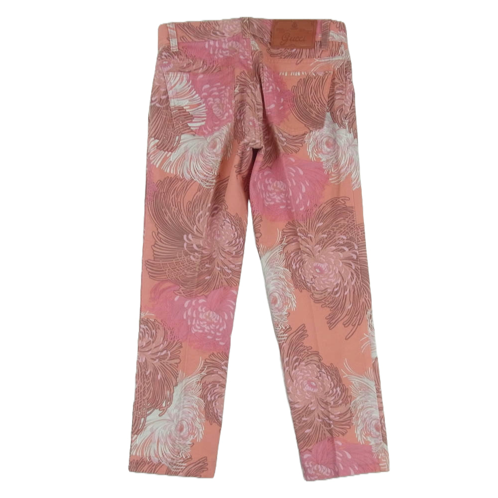 GUCCI グッチ 319312 フローラル フラワー コットン パンツ レザーパッチ イタリア製 ピンク系 36【中古】