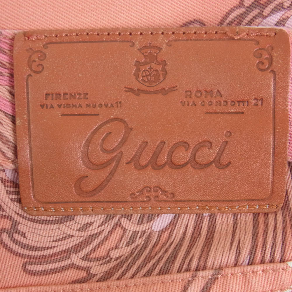 GUCCI グッチ 319312 フローラル フラワー コットン パンツ レザーパッチ イタリア製 ピンク系 36【中古】