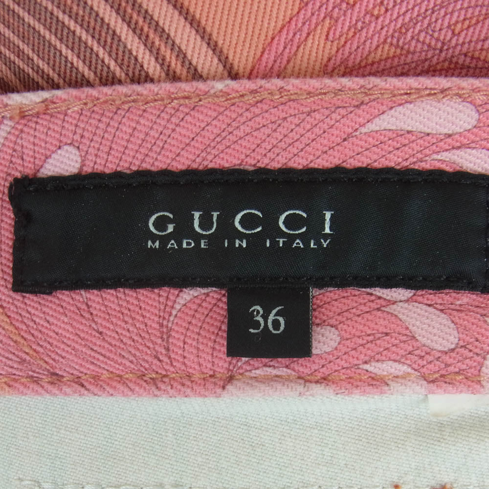 GUCCI グッチ 319312 フローラル フラワー コットン パンツ レザーパッチ イタリア製 ピンク系 36【中古】