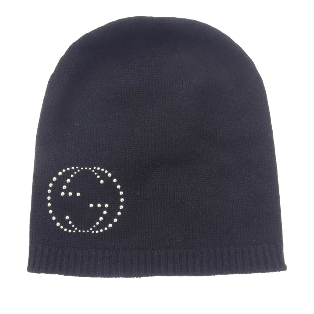 GUCCI グッチ 560592 カシミア インターロッキング ニットキャップ ブラック系 M 21cm【中古】