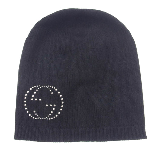 GUCCI グッチ 560592 カシミア インターロッキング ニットキャップ ブラック系 M 21cm【中古】