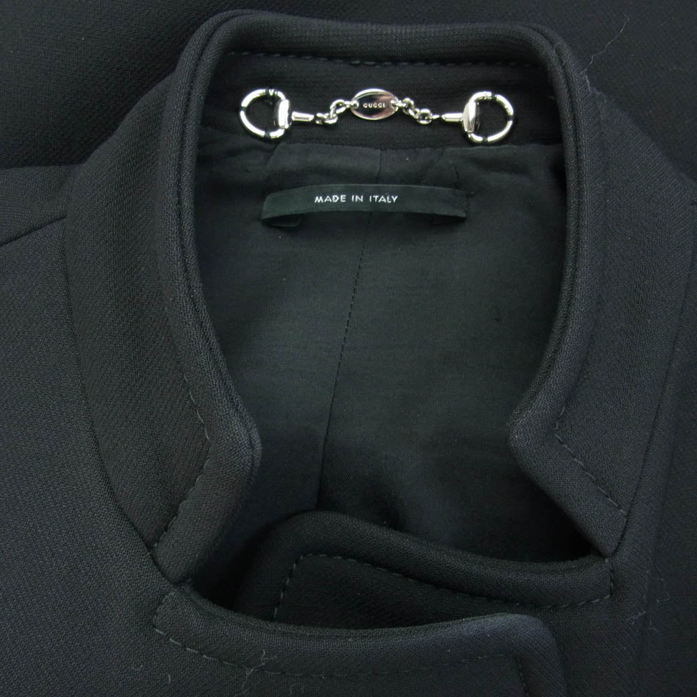 GUCCI グッチ 365739 銀ボタン ウール ナポレオン コート ブラック系 38【中古】