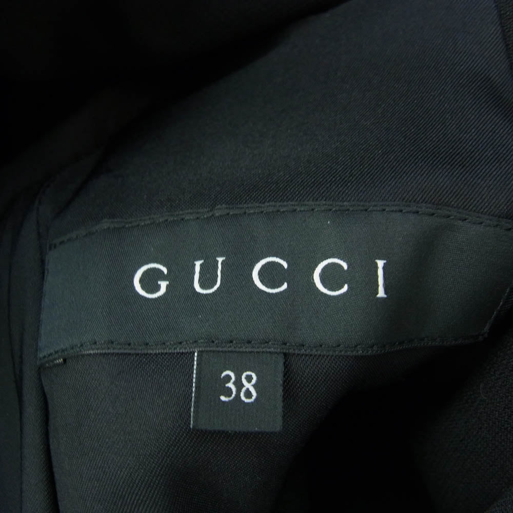 GUCCI グッチ 365739 銀ボタン ウール ナポレオン コート ブラック系 38【中古】